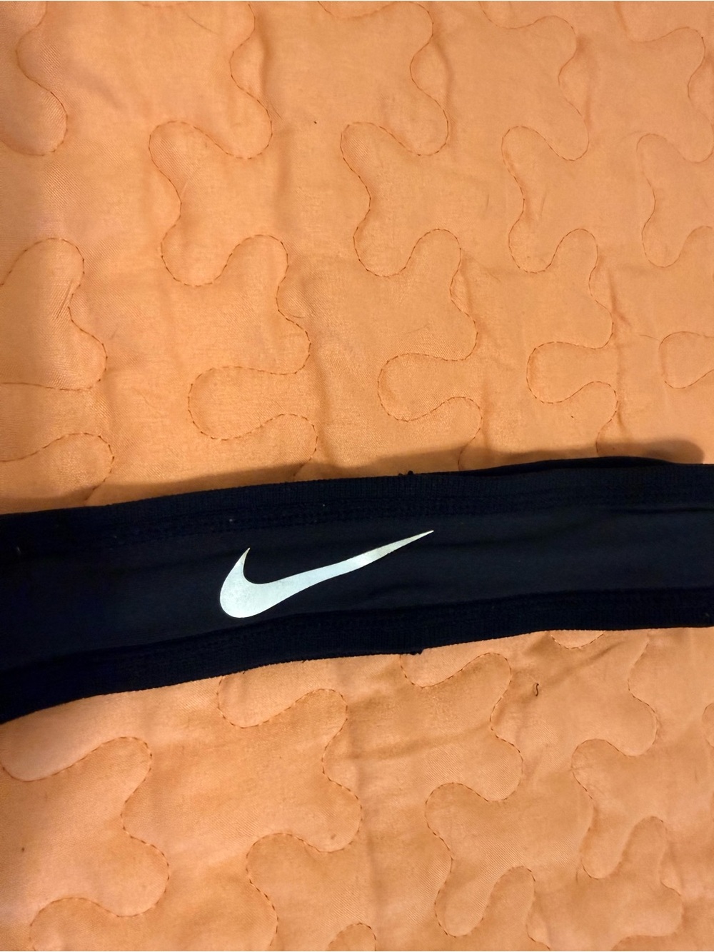 Nike Black Headband with White Swoosh Logo